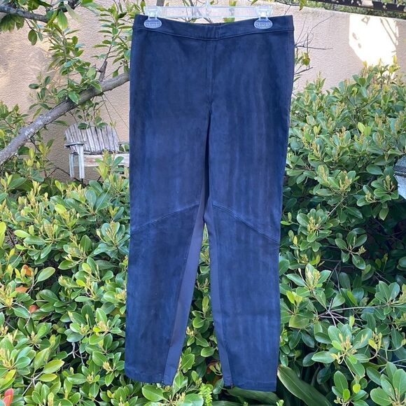Lafayette 148 New York Murray Navy Suede Front Skinny Pant Sz M EUC! - Picture 2 of 5